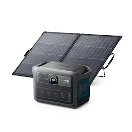 Anker - SOLIX C1000X Gen 2 Portable Power Station w/100W Bifacial Solar Panel,1024Wh 3000W Peak Solar Generator for Camping&Home (1024 Wh Capacity) - Dark Gray