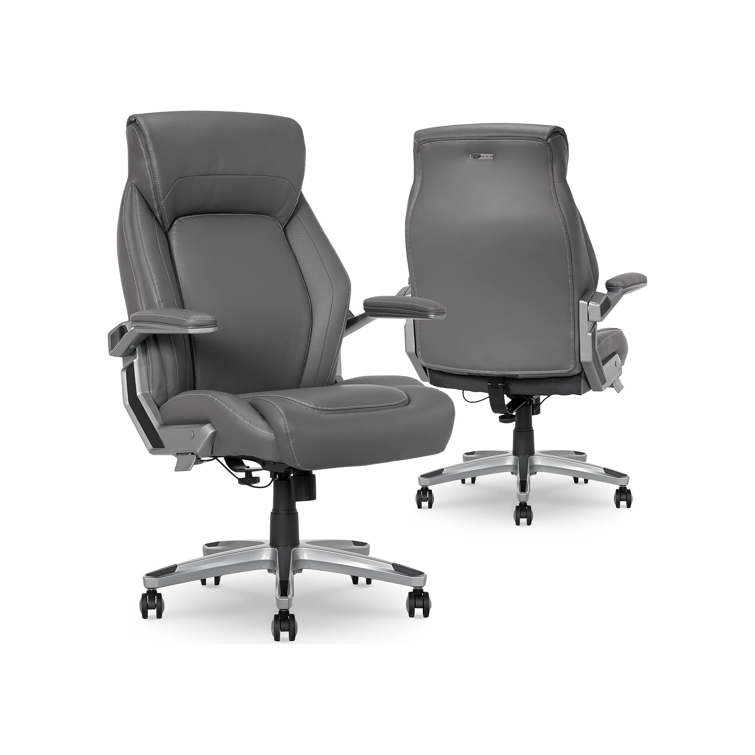 Alt View 1. La-Z-Boy - Meyer Ergonomic Bonded Leather Swivel Executive Chair, Gray (60082-GRY) - Gray.