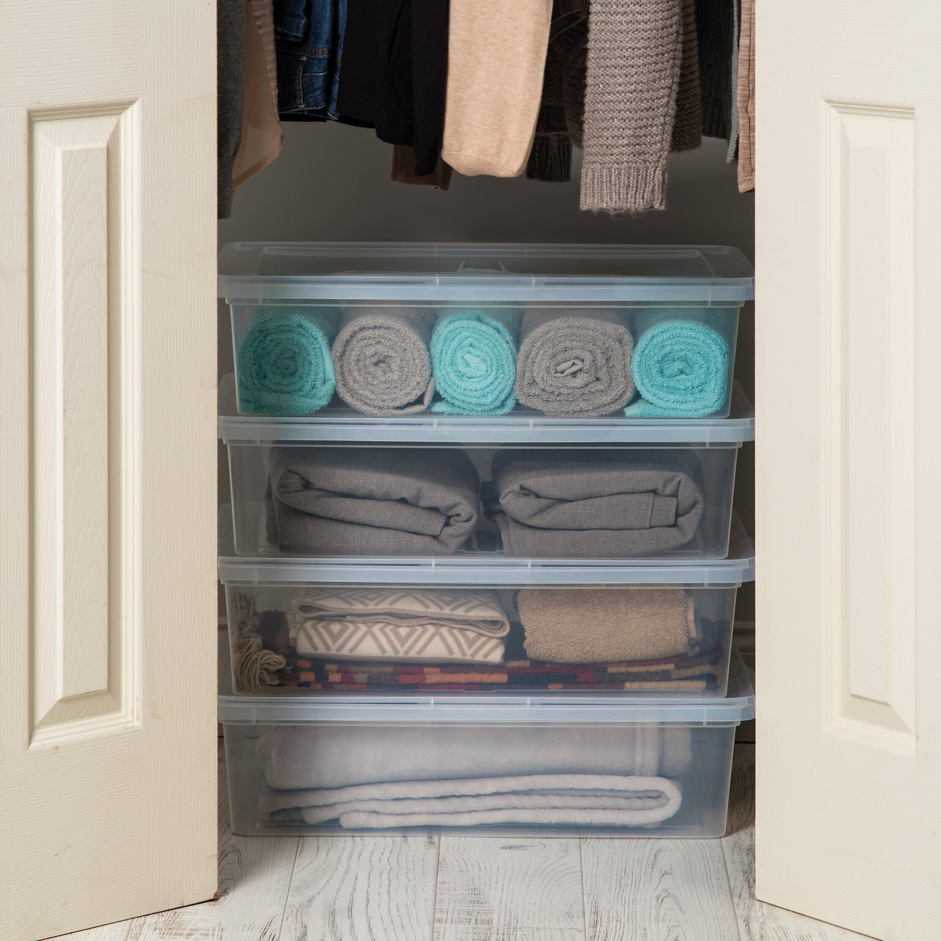 Alt View 2. IRIS USA - IRIS USA Plastic Storage Bin Tote Organizing Container with Latching Lid, Shoe Box, Clear.