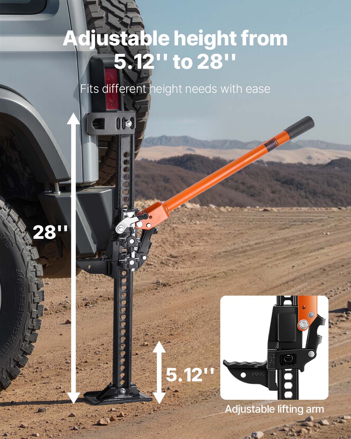 Adjustable height from 5.12" to 28"  
Fits different height needs with ease  
28"  
5.12"  
Adjustable lifting arm