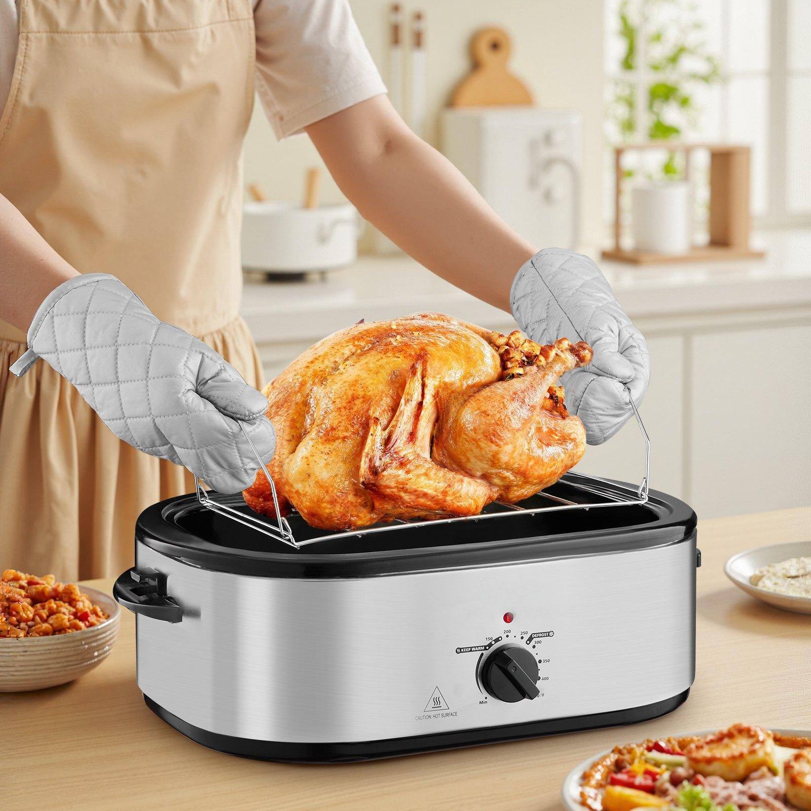 Alt View 1. Glintex - 22QT Roaster Oven Electric Turkey Roaster 150-450℉ Adjustable Temp with Self-Basting Lid and Rack - Silver.