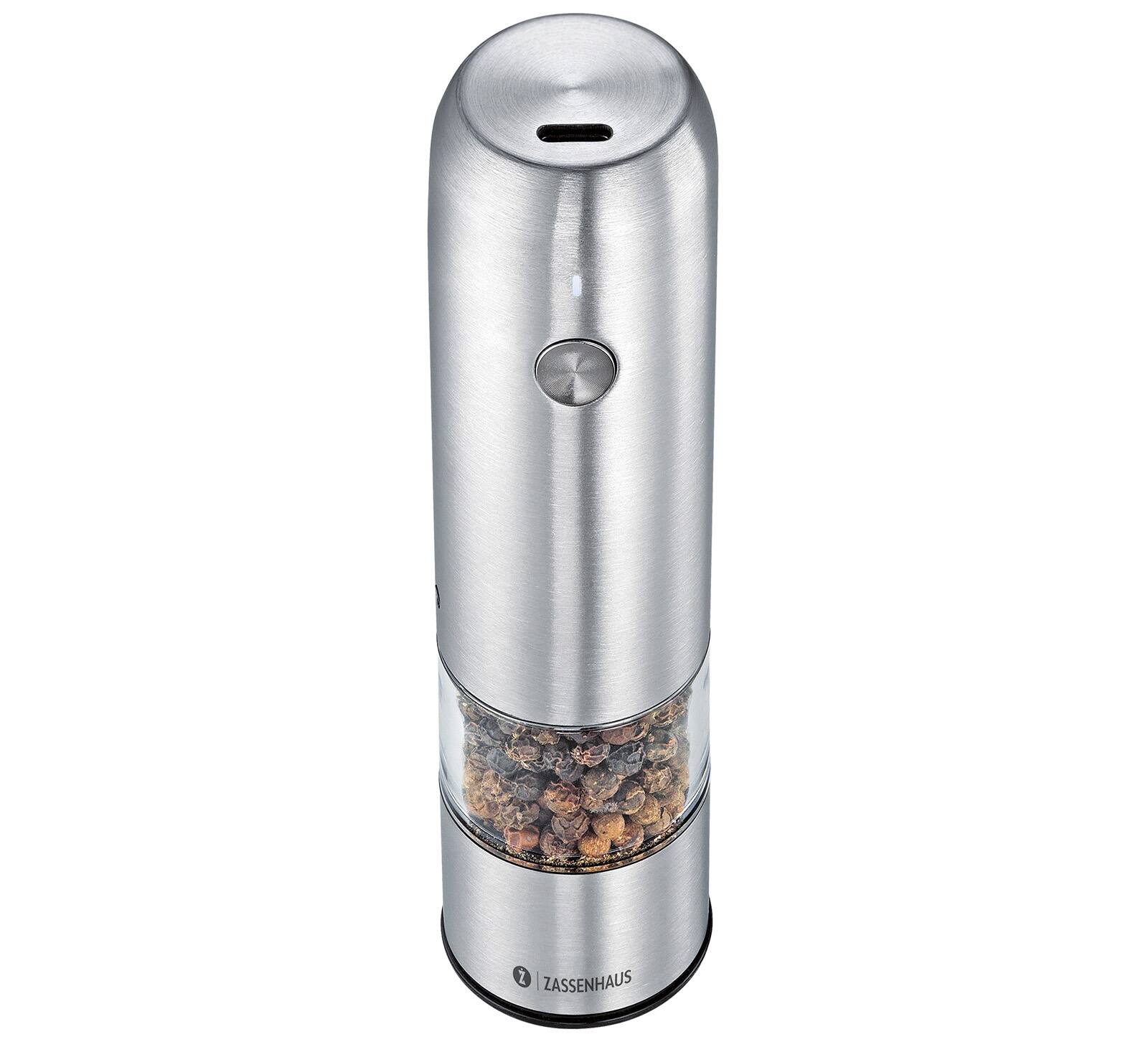 Alt View 1. Zassenhaus - Koln Rechargeable Salt or Pepper Mill, 5.5" H x 1.5", Chrome - Chrome.