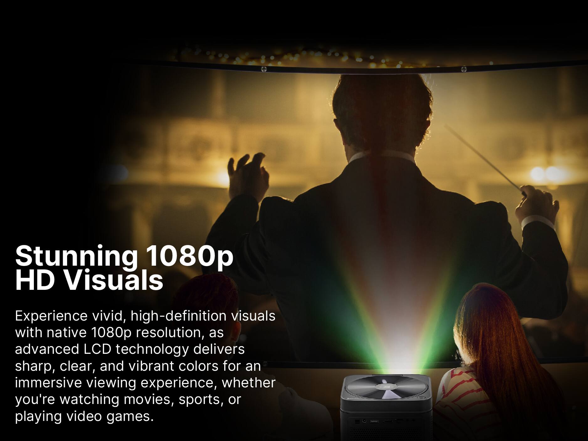 Stunning 1080p HD Visuals

Experience vivid, high-definition visuals with native 1080p resolution, as advanced LCD technology delivers sharp, clear, and vibrant colors for an immersive viewing experience, whether you're watching movies, sports, or playing video games.