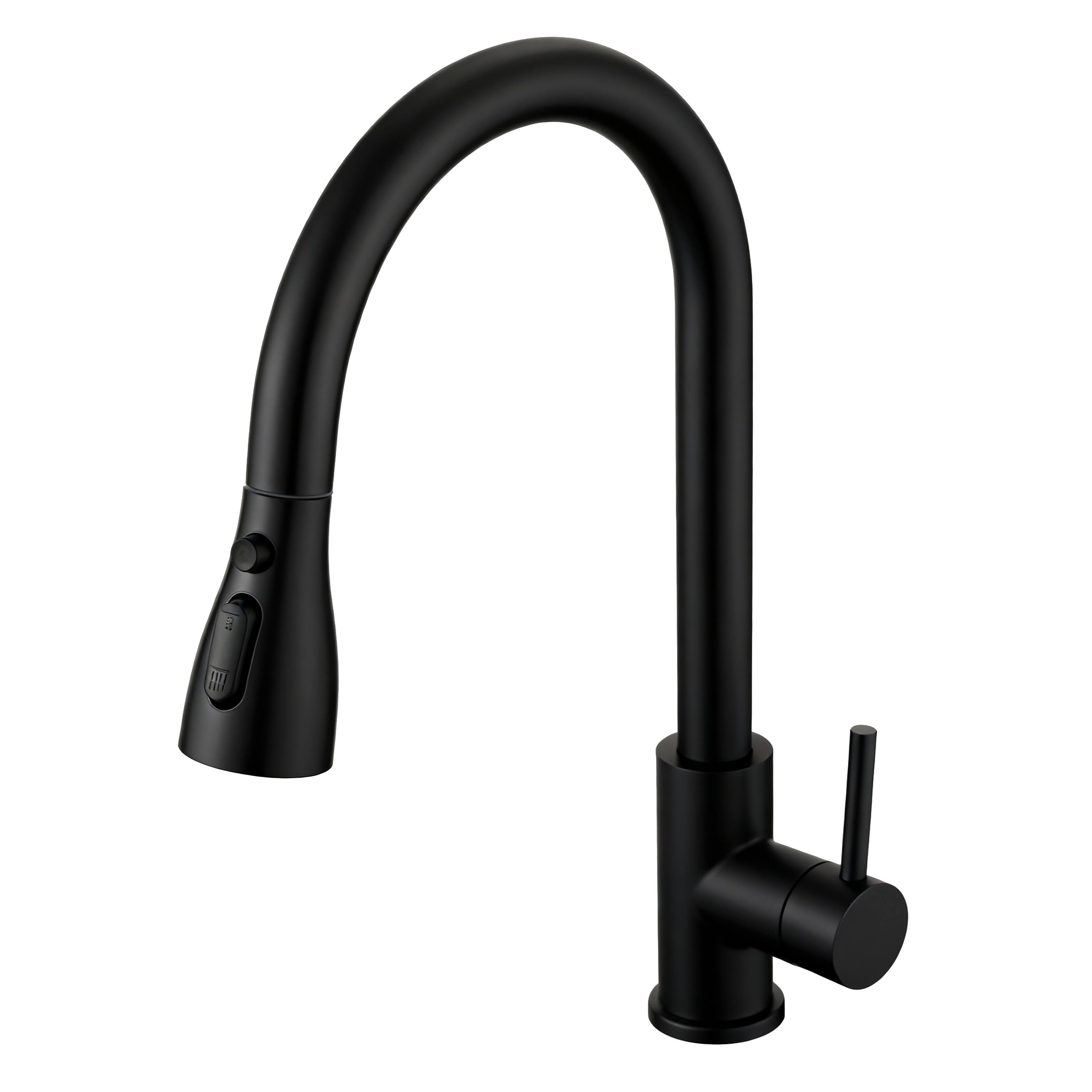 Front. Bothwa Home - PureFlow 15.75 - Inch Kitchen Faucet - Matt Black.