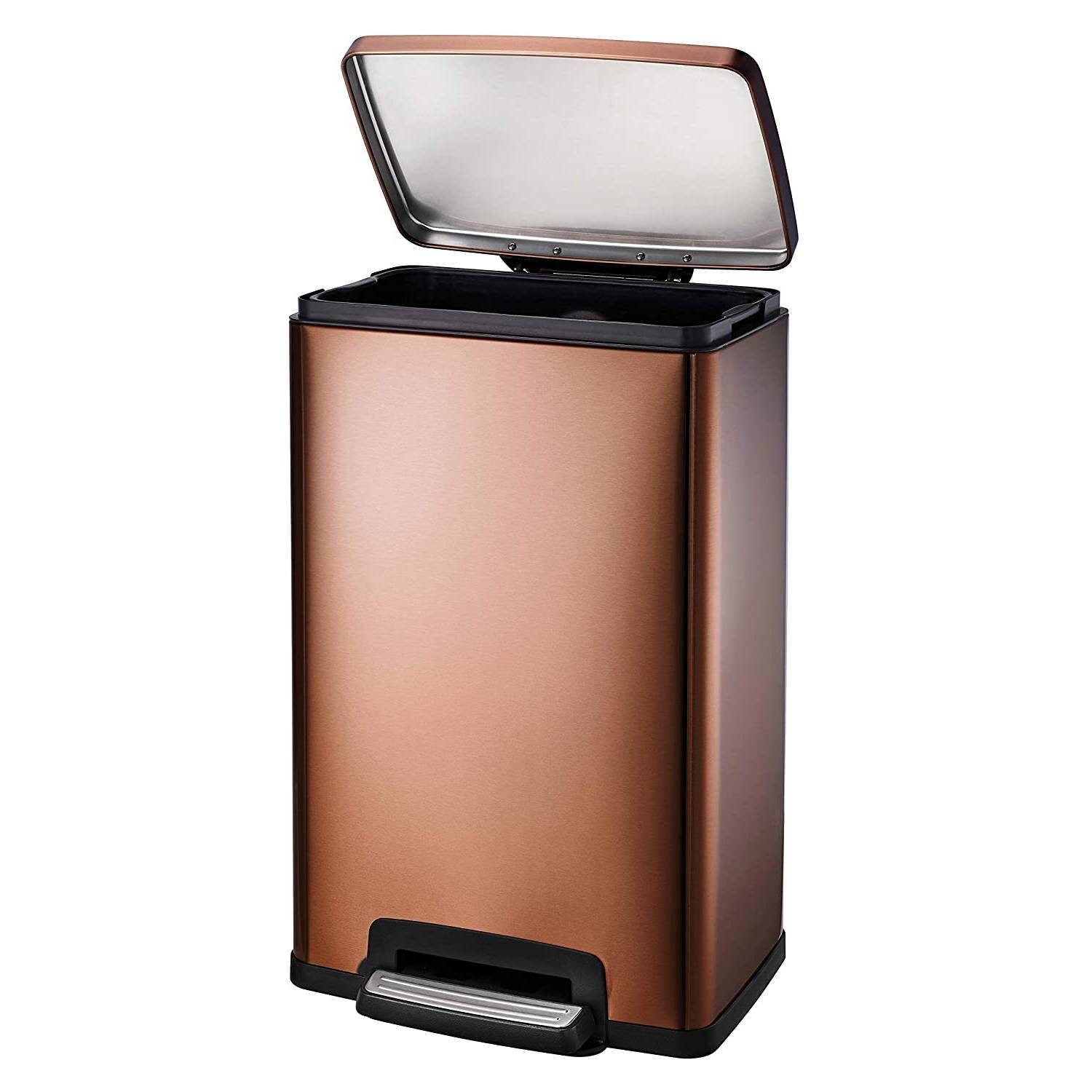 Front. Hivvago - Stainless Steel 13-Gallon Kitchen Trash Can with Step Lid in Copper Bronze - Copper Bronze.