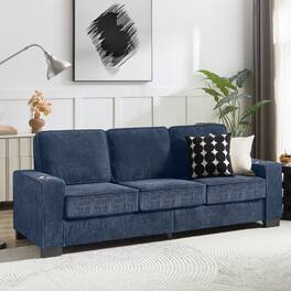Z-Edge - 84" Couches for Living Room with Deep Seats,3 Seater Sofa Couch, Modern Corduroy Fabric Sofa with Armrests for Apartment - Blue