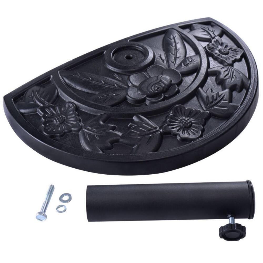 Back. Mondawe - 20 inch Outdoor Patio Half Round Umbrella Base - Black.