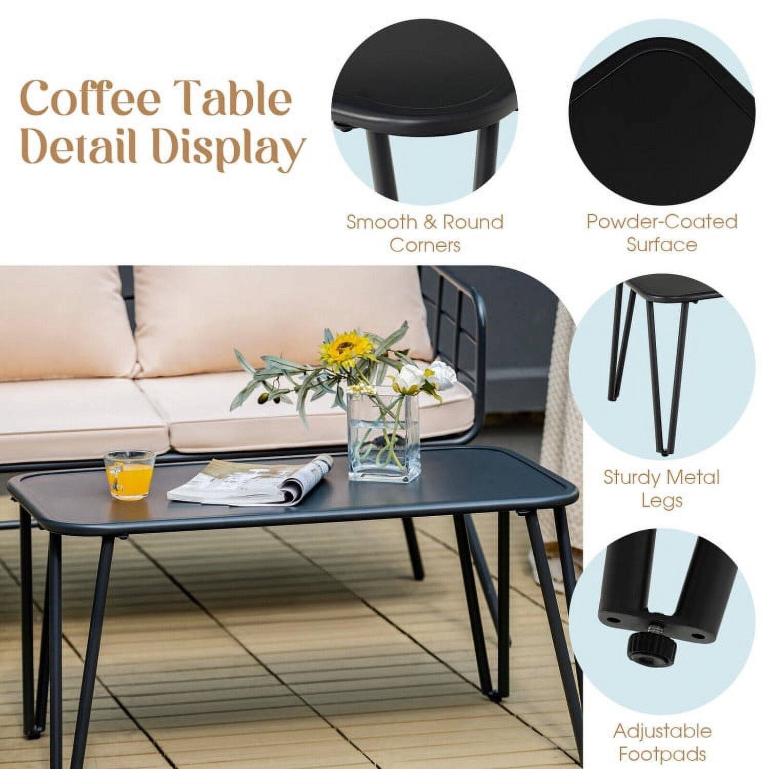 Coffee Table Detail Display  
Smooth & Round Corners  
Powder-Coated Surface  
Sturdy Metal Legs  
Adjustable Footpads