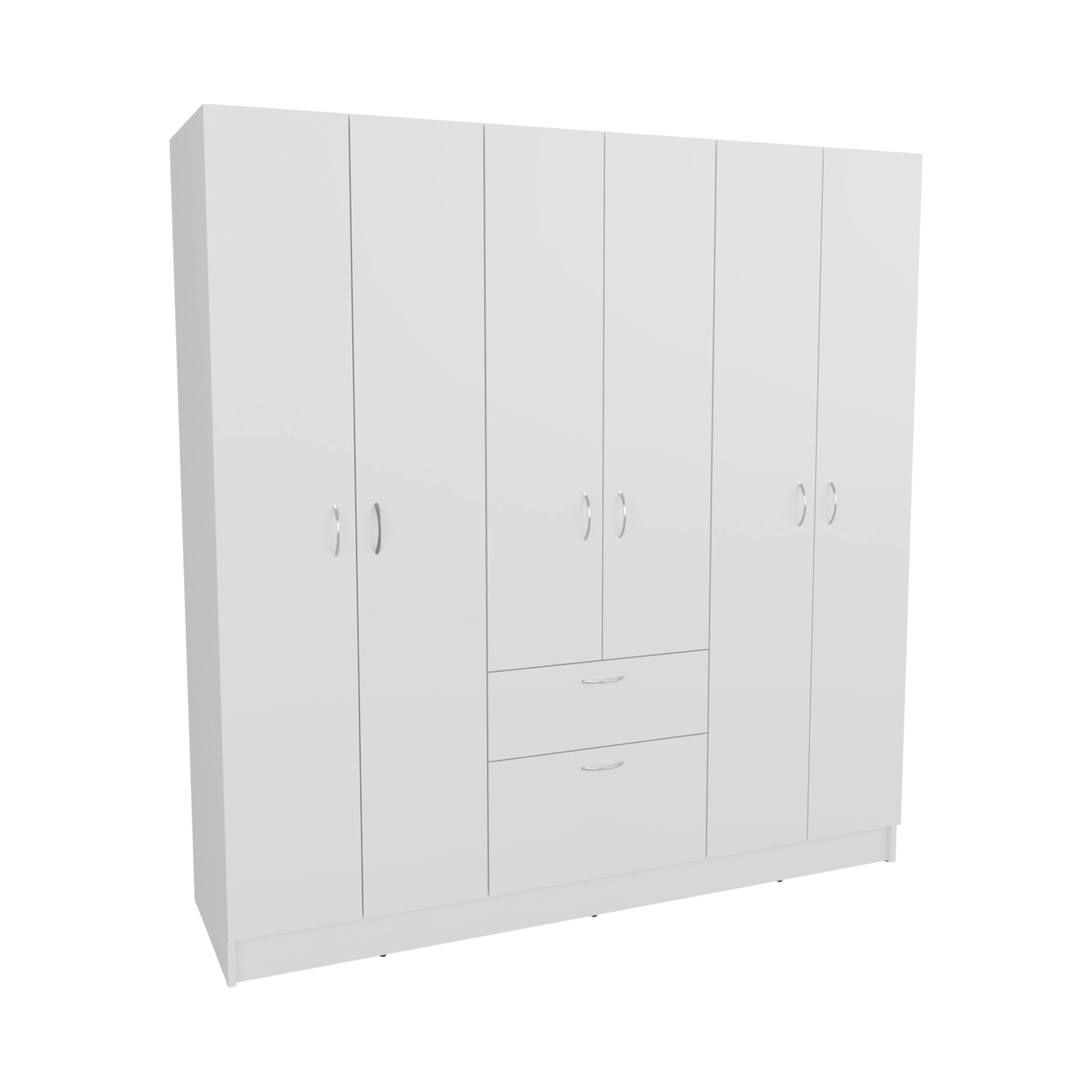 Alt View 1. TuHome - Mitu Six Doors Armoire, Seven Interior Shelves, One Drawer, Rod - White.