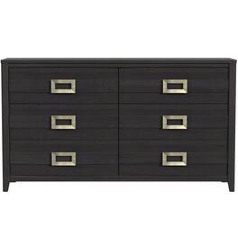 Elements - Tobias 6 Drawer Dresser — Black - Black with silver drawer pulls