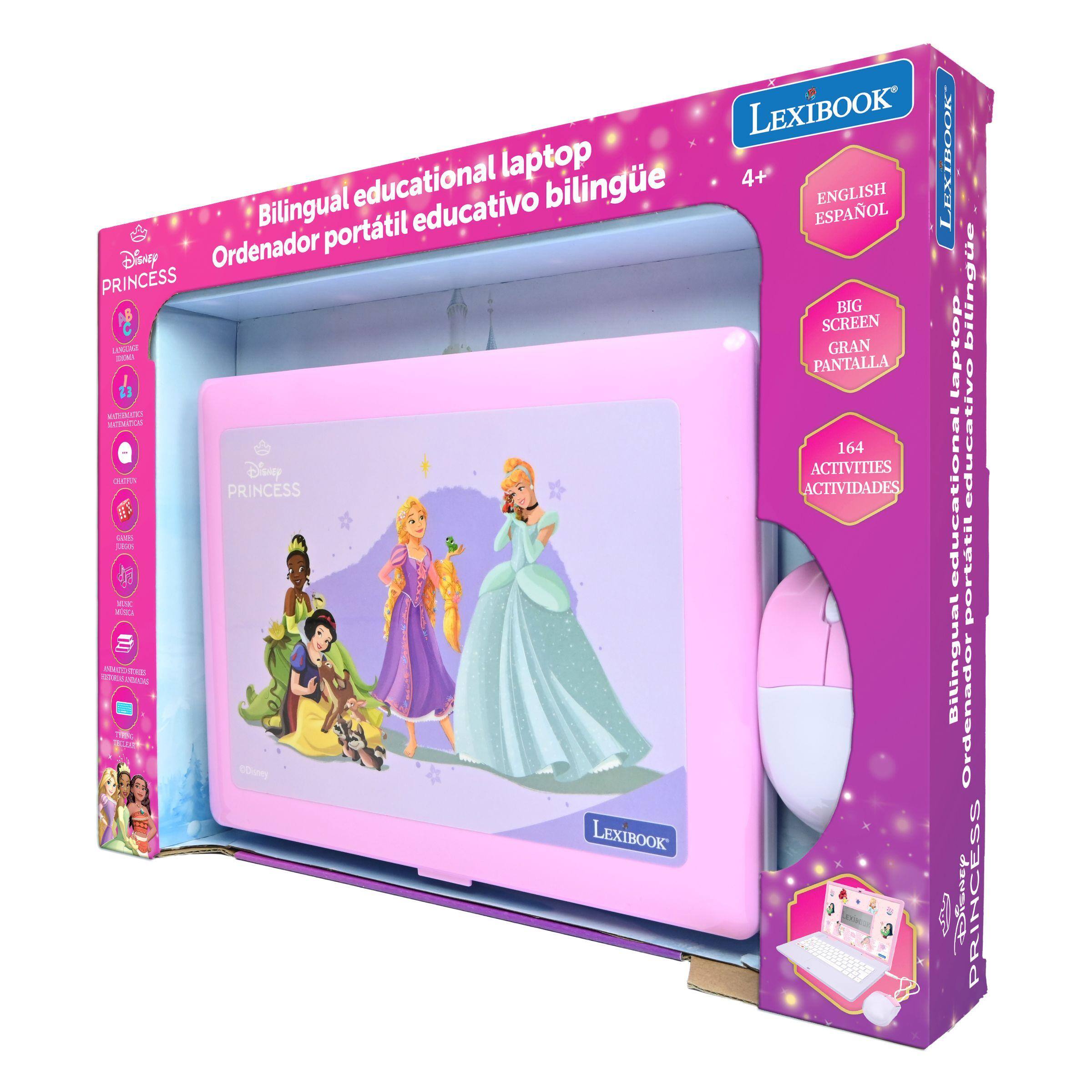 LEXIBOOK Disney Ordenador Bilingual portátil educativo educativo laptop bilingüe 4+ ESPAÑOL ENGLISH LEXIBOOK PRINCESS bilingüe BIG SCREEN KODO MATEMÁTICAS LOGICÓ ZON PANTALLA GRAN laptop educativo 164 Disney ACTIVIDADES CELITION PRINCESS ACTIVIDADES educational GOES JUEGOS MÚSICA Bilingual portátil TRIES Disney LEXIBOOK Ordenador 3 Disney PRINCESS