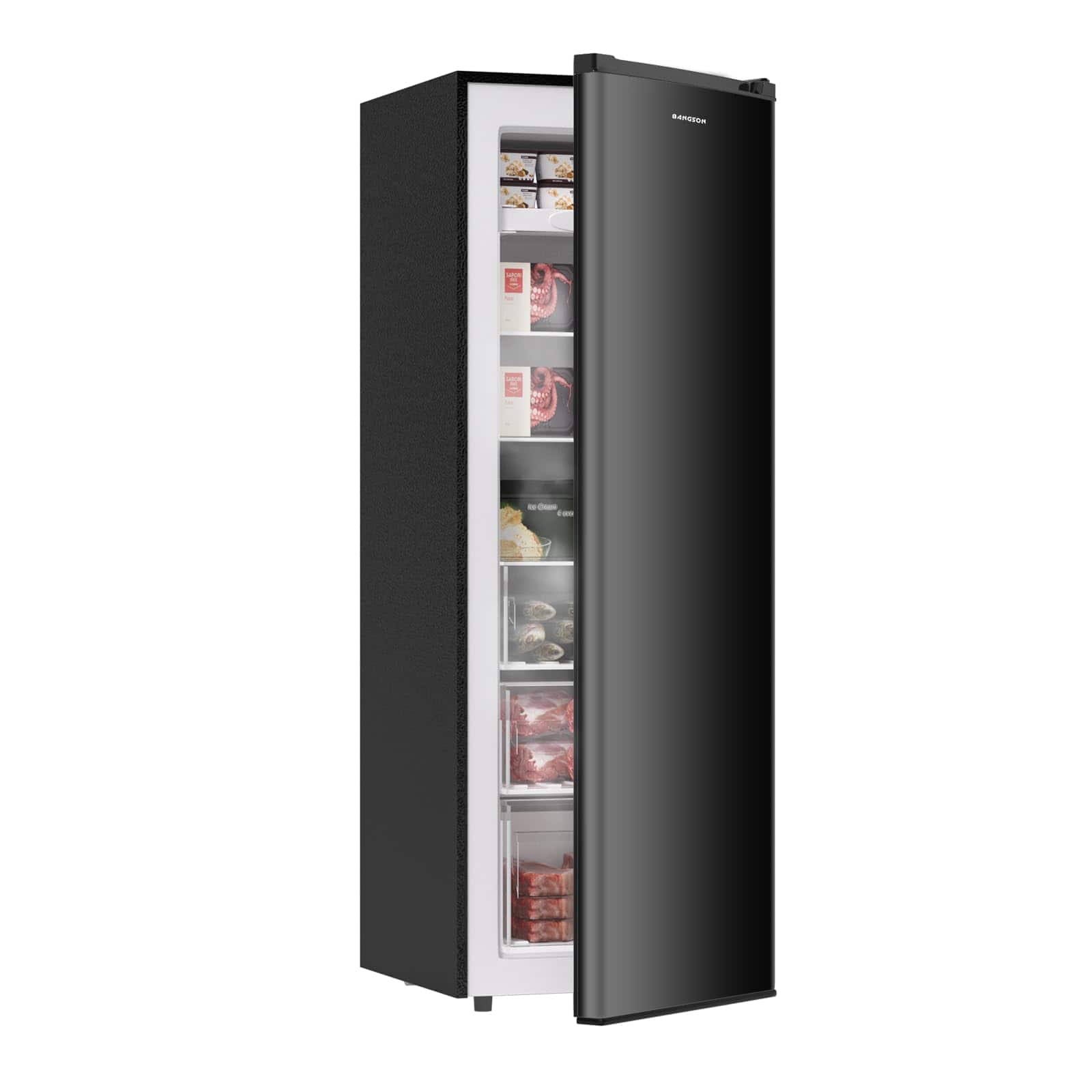 BANGSON - 7.0 Cu.ft Upright Freezer, Convertible Freezer/Refrigerator, for Kitchen Garage Office Apartment - Black