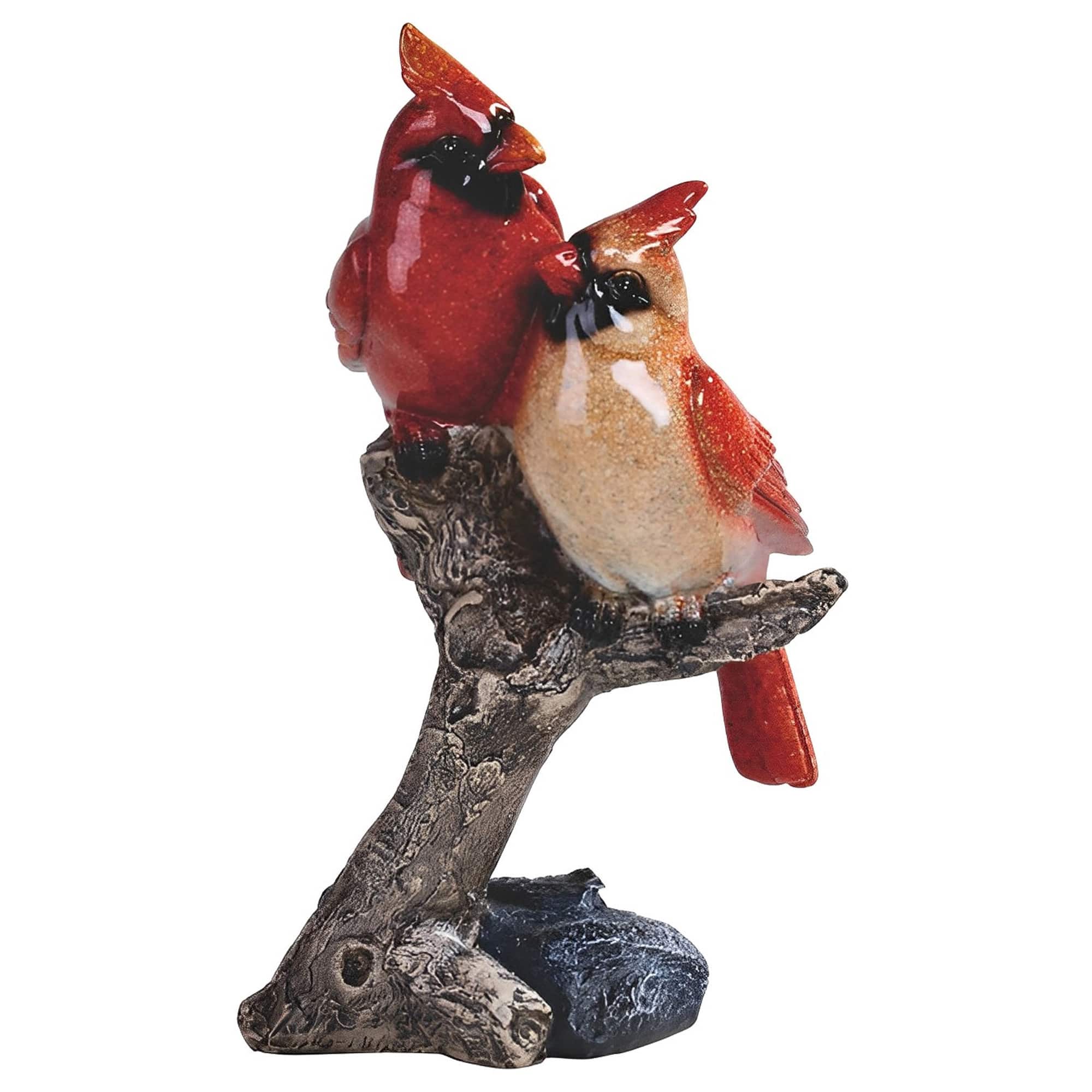 FC Design - 8"H Northern Cardinal Couple Standing on Tree Trunk Figurine Statue Office Desk Tabletop Home Decor Gift - Multi-Color