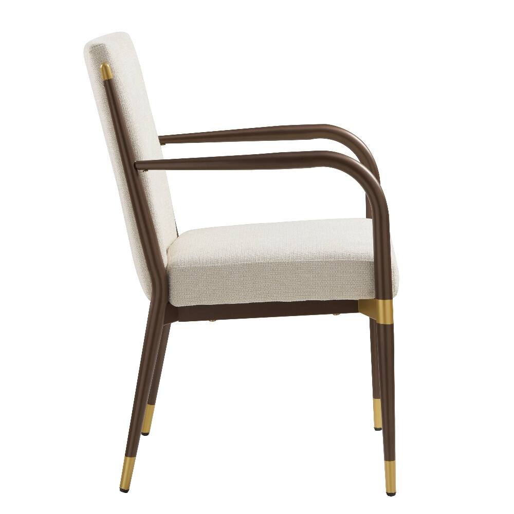 Alt View 1. Loheer - Loheer Modern Dining Arm Chairs Set of 2 Upholstered Iron Frame - White.