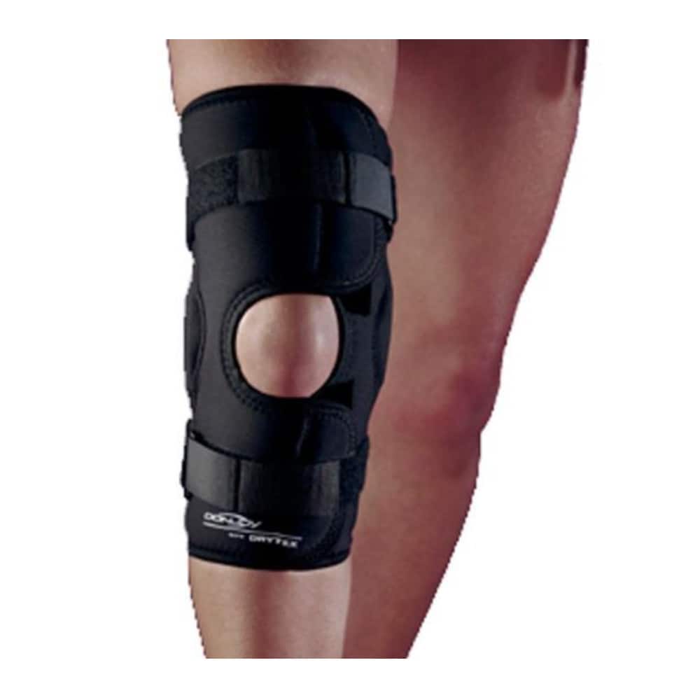 DonJoy - Drytex Sport Hinged Knee Brace, Breathable and Adjustable Support (Large) - Black/Black