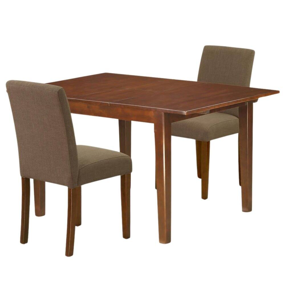 Alt View 2. FurniFact - Solid Wood Drop Leaf Dining Table and Chairs for Small Spaces - Brown.
