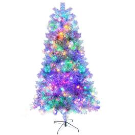 BreeBe - 7.4FT Sliver Pre-Lit Artificial Christmas Tree - Silver