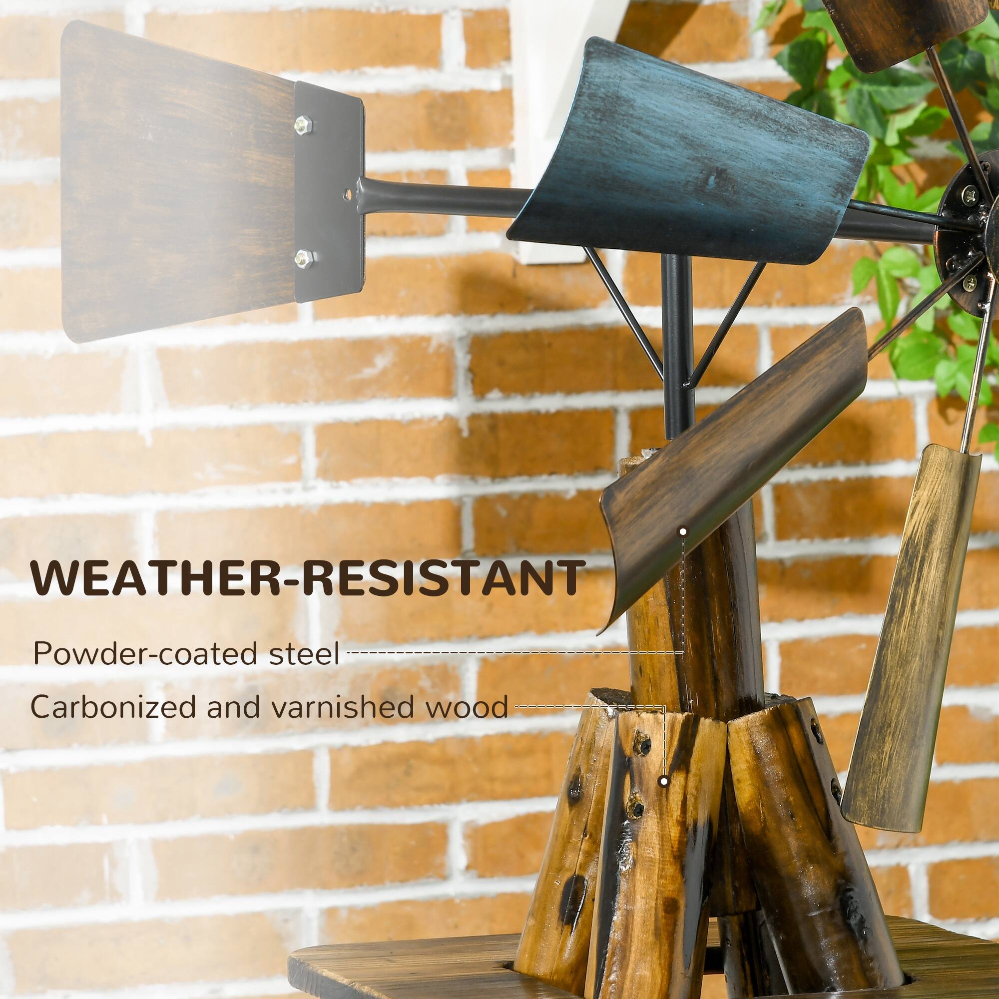 WEATHER-RESISTANT  
Powder-coated steel  
Carbonized and varnished wood