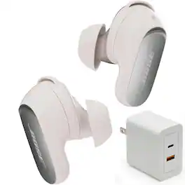 Bundle - Bose - QuietComfort Ultra Earbuds (2nd Gen) with Fast Charger - Noise Cancelling - White Smoke