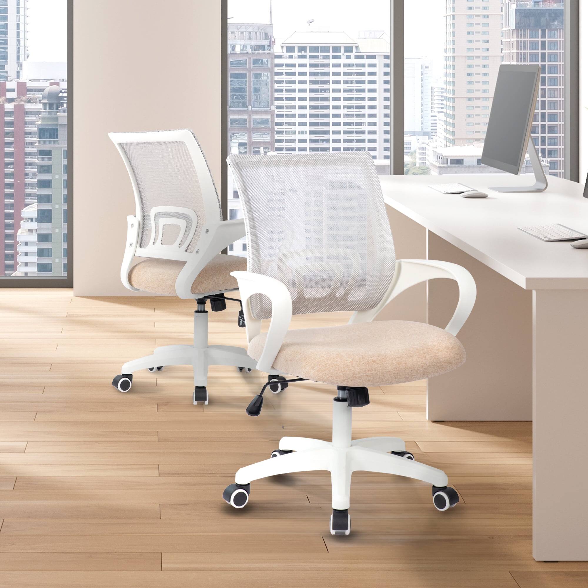 Alt View 4. Neo Chair - Office Desk Computer Chair Ergonomic Mesh Gaming Mid Back Seat with Comfy Lumbar Support Adjustable Height Swivel - Beige.