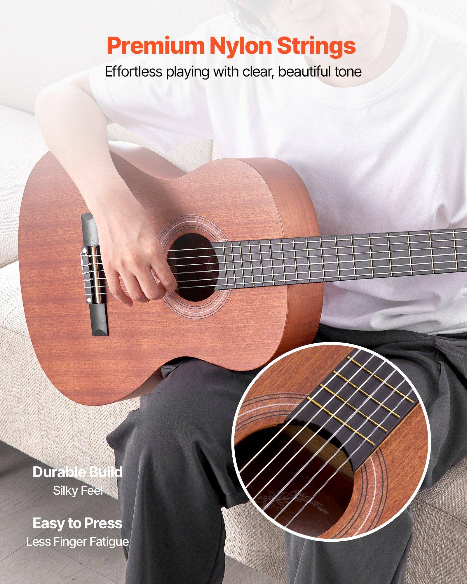 Premium Nylon Strings  
Effortless playing with clear, beautiful tone  

Durable Build  
Silky Feel  
Easy to Press  
Less Finger Fatigue