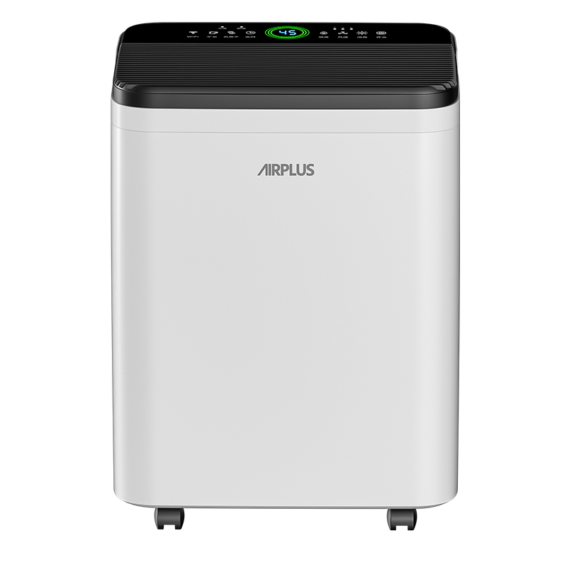 Airplus - 4500 sq. ft. 53 Pints Dehumidifier in Black Top with Drain Hose and Bucket, Auto Defrost - White