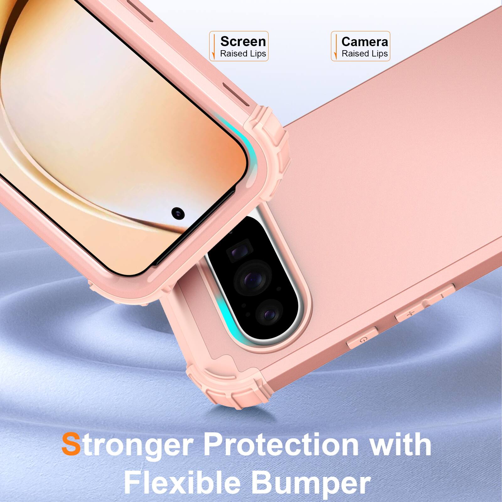 Screen Raised Lips  
Camera Raised Lips  
Stronger Protection with Flexible Bumper