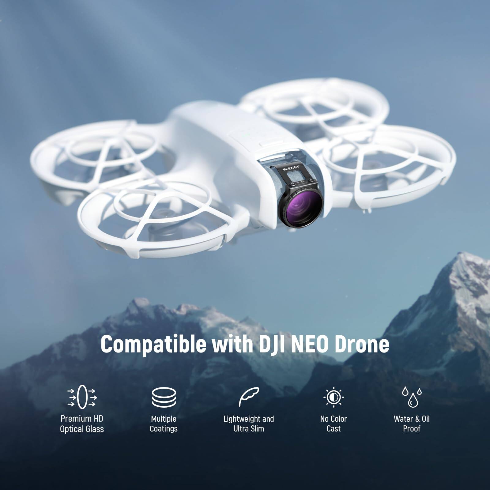 Compatible with DJI NEO Drone Premium HD Optical Glass Multiple Coatings Lightweight and Ultra Slim No Color Cast Water & Oil Proof
