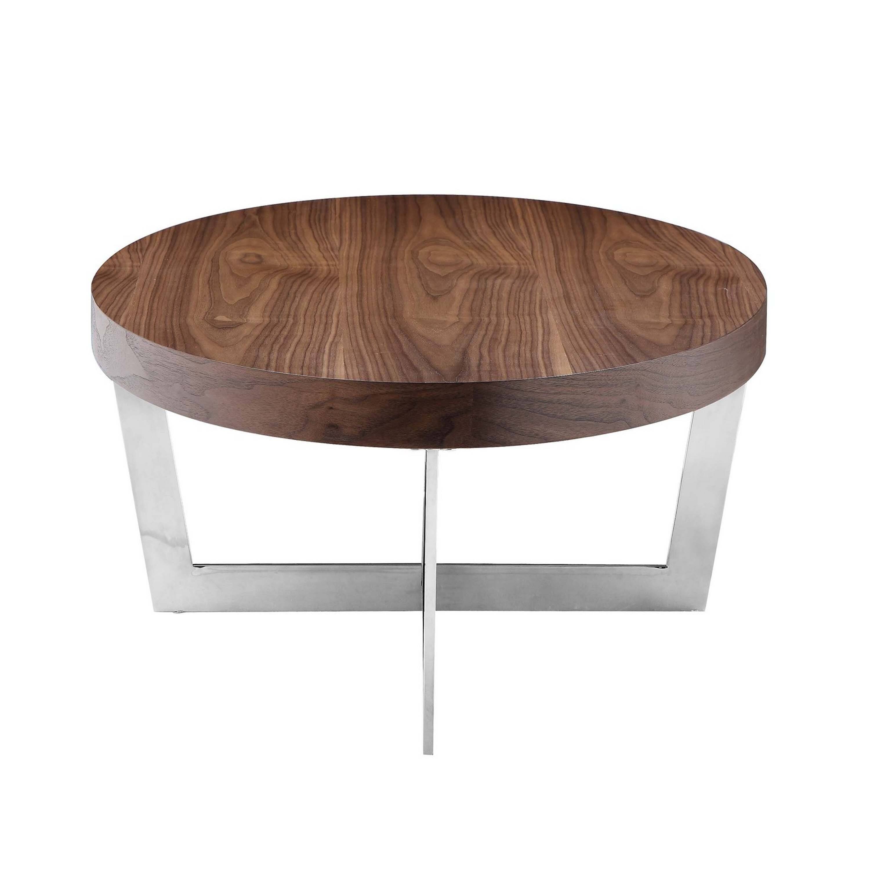 Left. Manhattan Lane - Tini 55 Inch Coffee Table, Oval Top, Chrome Frame - Brown, Chrome.