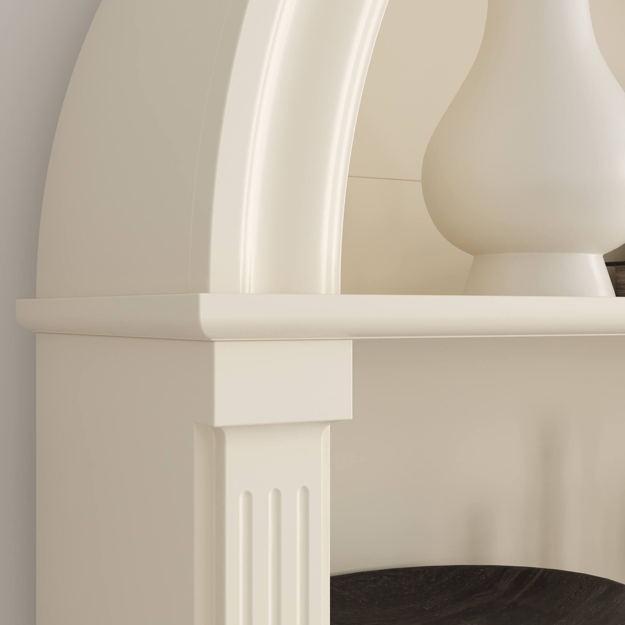 Alt View 5. FUFU & GAGA - Arched Top Display Cabinet with Multi-Tier Open Shelves and Anti-Tip Design for Living Room or Study - Off-White.