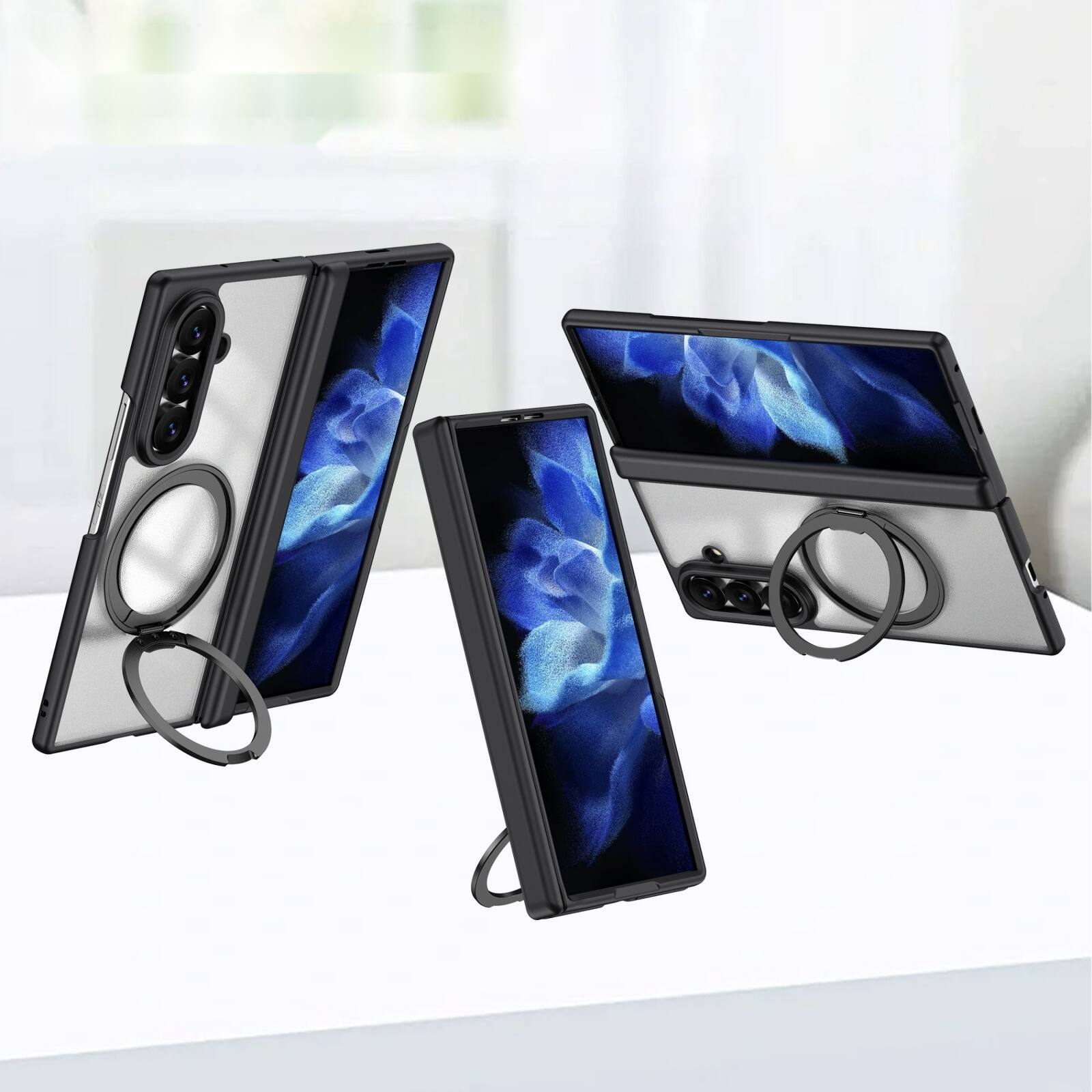 Dteck - Shockproof Phone Case for Samsung Galaxy Z Fold8 Ultra with 360 Kickstand, Magnetic Matte Cover with Spine Hinge Defense - Black