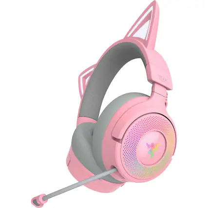 Front. Razer - Kraken Kitty V3 Pro Bluetooth Wireless Over-the-Ear Gaming Headset for PC, Mac, PlayStation, Nintendo Switch, Steam Deck - Quartz.