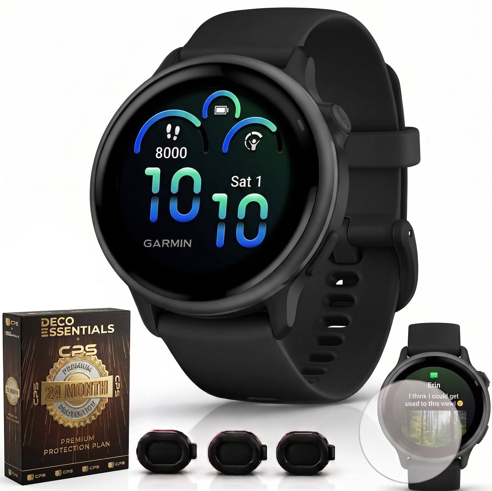 Bundle - Garmin - VIVOACTIVE 6 Health & Fitness GPS Smartwatch 42mm + 2-Year Extended Warranty Accessory Package - Slate with Black Band - (2025)