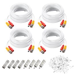 Unique Bargains - BNC Video Power Cable, 4 Sets, All-in-One CCTV Camera Extension Cord - White
