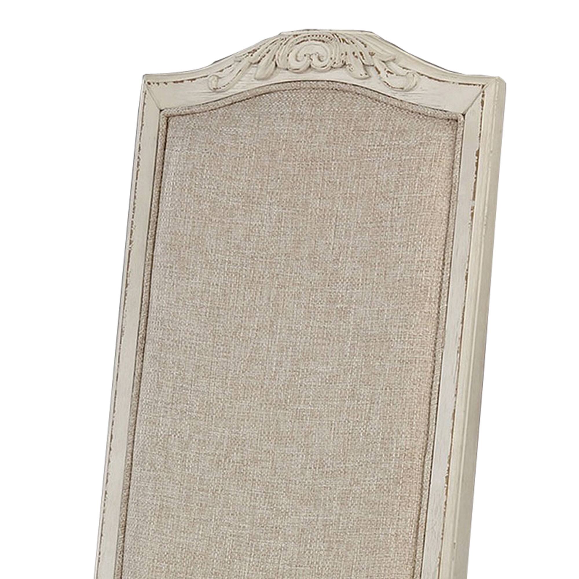 Alt View 1. Manhattan Lane - Rustic Wooden Armless Chair with Intricate Carvings, Set of 2 - White.