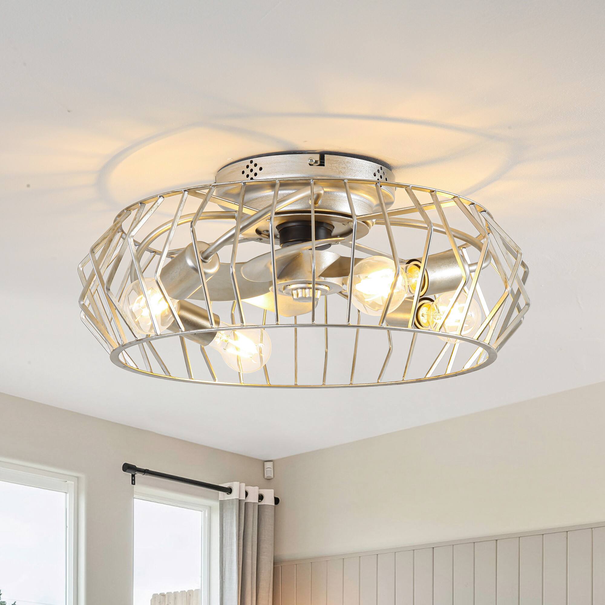 Alt View 1. Parrot Uncle - 19.7 in. Propeller Caged Smart Ceiling Fan with  Remote and APP Control - Antique Silver.