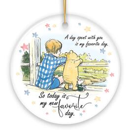 OrnamentallyYou - A Day with You is My Favorite Ceramic Ornament Pooh Bears Sentimental Quote Christmas Gift - Multi-colored