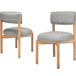 Boyel Living - Modern Wooden Blended Linen Kaki Dining Chair (Set of 2) - Khaki