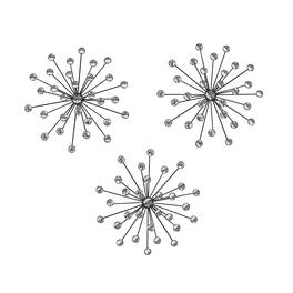 Things2Die4 - Jeweled 3D Bursting Star Wall Sculpture Set of 3 - Black