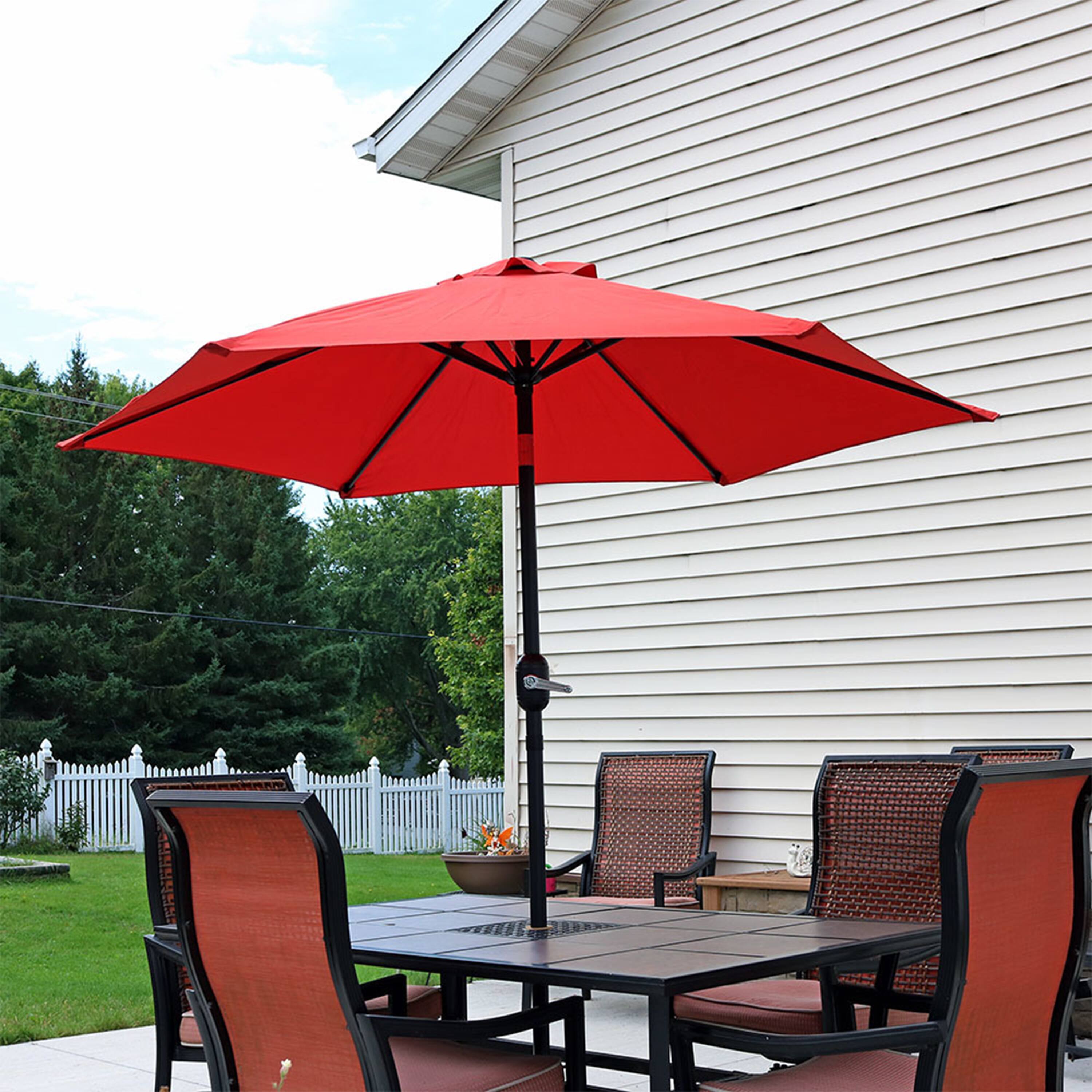 Alt View 5. Sunnydaze - 7.5 ft Aluminum Patio Umbrella with Tilt and Crank - Burnt Orange.