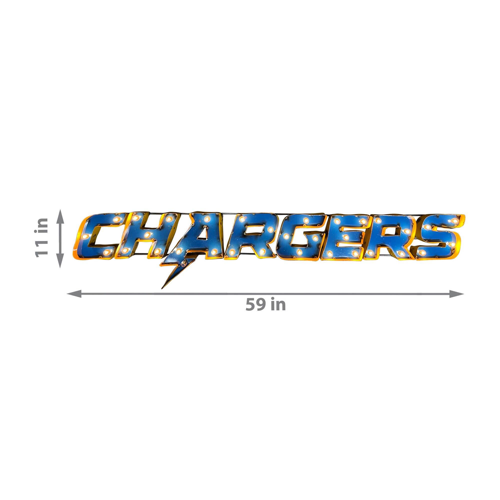 Alt View 1. Imperial - Los Angeles Chargers 59" x 11" Lighted Recycled Metal Sign - Multicolor.