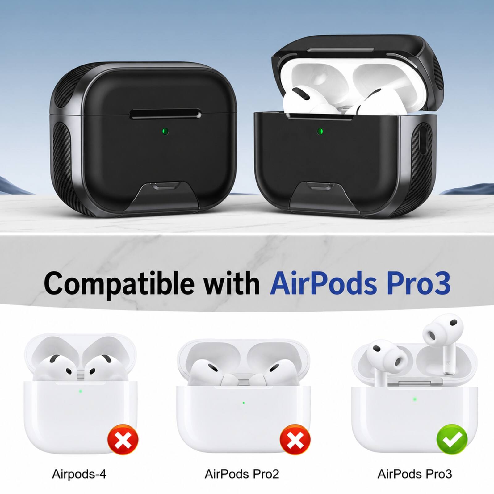 Compatible with AirPods Pro3

Airpods-4
AirPods Pro2
AirPods Pro3