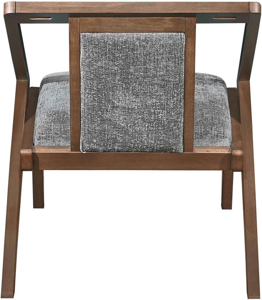 Back. Acanva - Mid-Century Modern Lounge Chair, Upholstered Velvet Living Room Reading Armchair with Solid Wood Frame, Steel-grey - Walnut and Steel-grey.