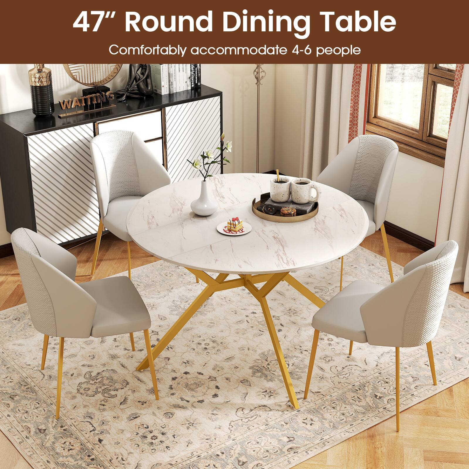 47" Round Dining Table  
Comfortably accommodate 4-6 people