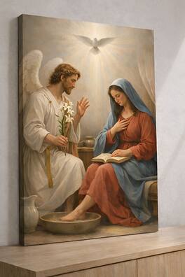 FC Design - Large The Annunciation of Grace Wall Art Canvas Print 24x36" Archangel Gabriel Virgin Mary Painting Home Decor - MultiColor