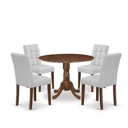 East West Furniture - 5 Piece Kitchen Dining Table Set consists A Modern Dining Table - Brown