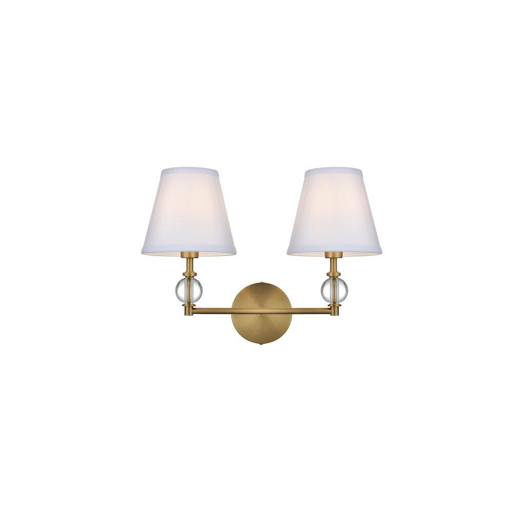 Left. Living District - Bethany 17 inch Wall Sconce in Satin Gold - Satin Gold And White.