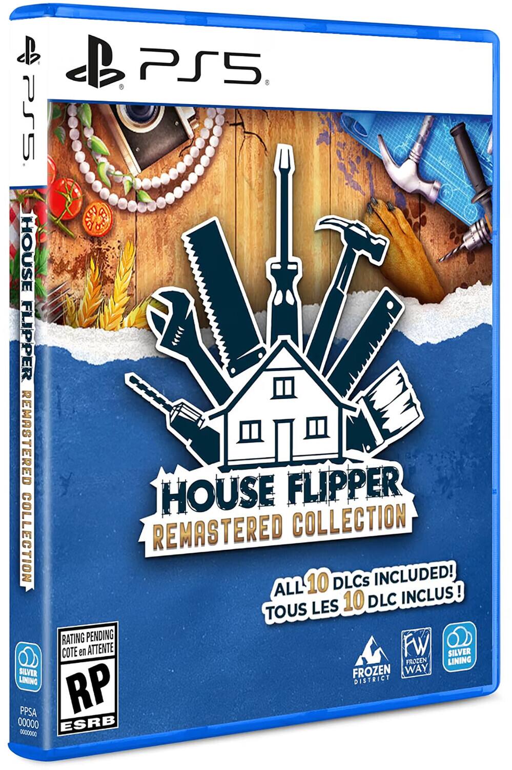 PS5 HOUSE FLIPPER REMASTERED COLLECTION  
10 DLCs INCLUDED!  
ALL INCLUS!  
LES 10 DLC TOUS  
RATING PENDING  
COTE en ATTENTE  
FW  
SILVER FROZEN LINING  
SILVER FROZEN WAY  
LINING  
DISTRICT  
PPSA  
RP  
ESRB