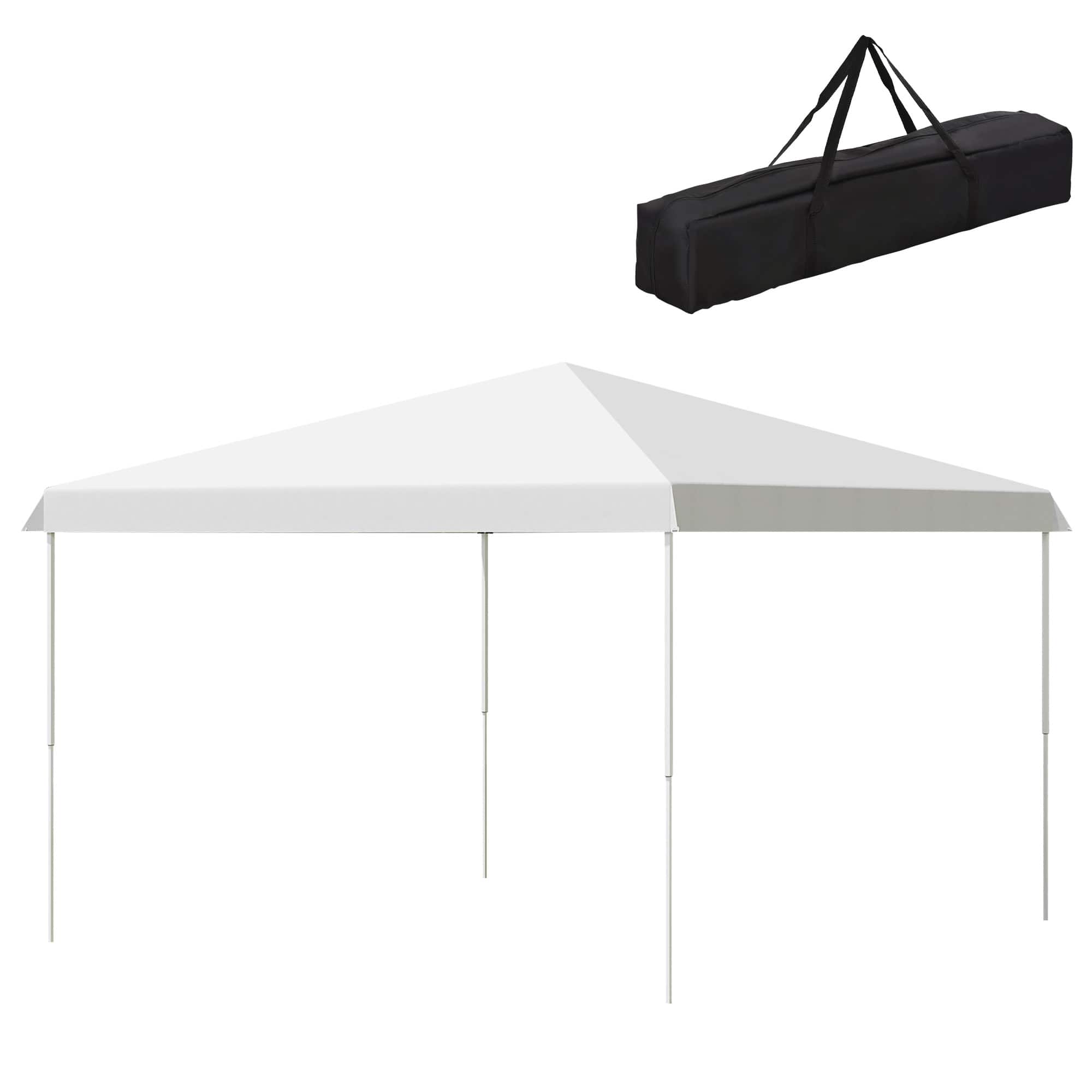 Front. Outsunny - 13' x 13' Pop Up Canopy Tent, Instant Sun Shelter, Tents for Parties, Height Adjustable for Outdoor, Garden, Patio - White.