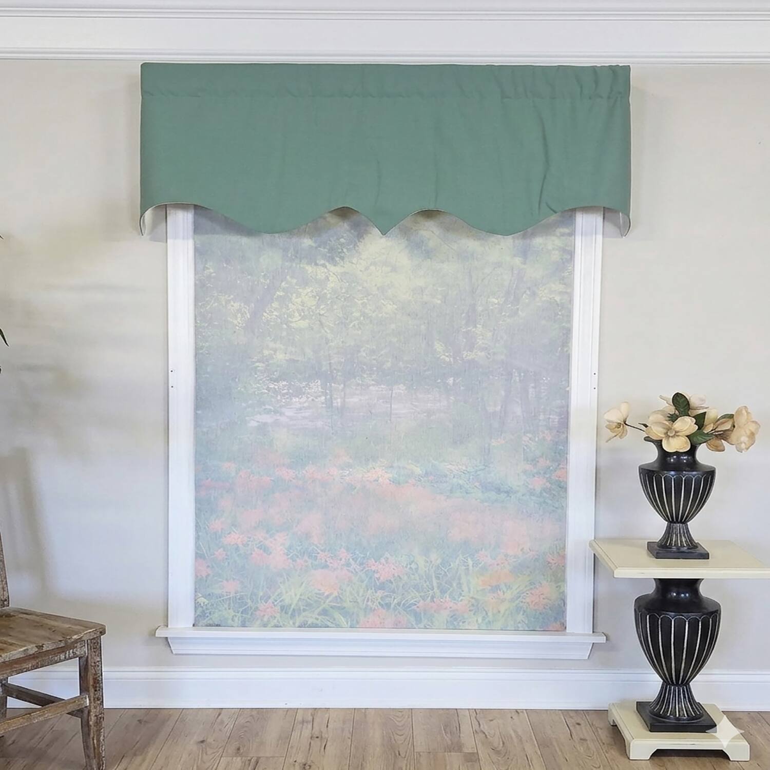 Angle. RLF Home - RLF Home Soft Duck Regal Window Valance 100% Cotton Lined Rod Pocket 50" x 17" Green - Green.